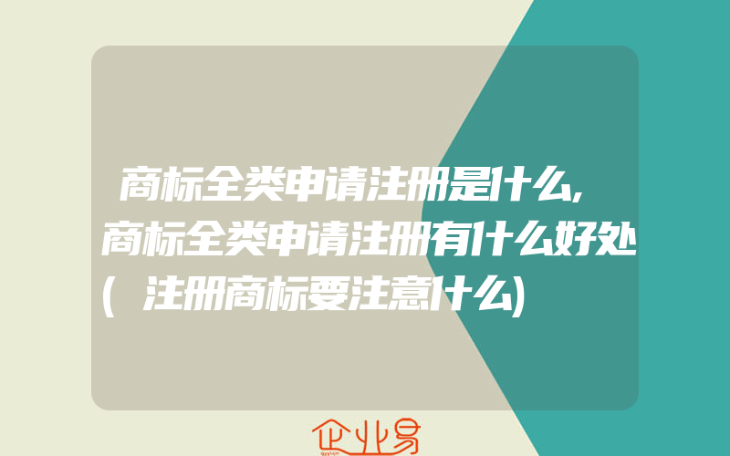 商标全类申请注册是什么,商标全类申请注册有什么好处(注册商标要注意什么)