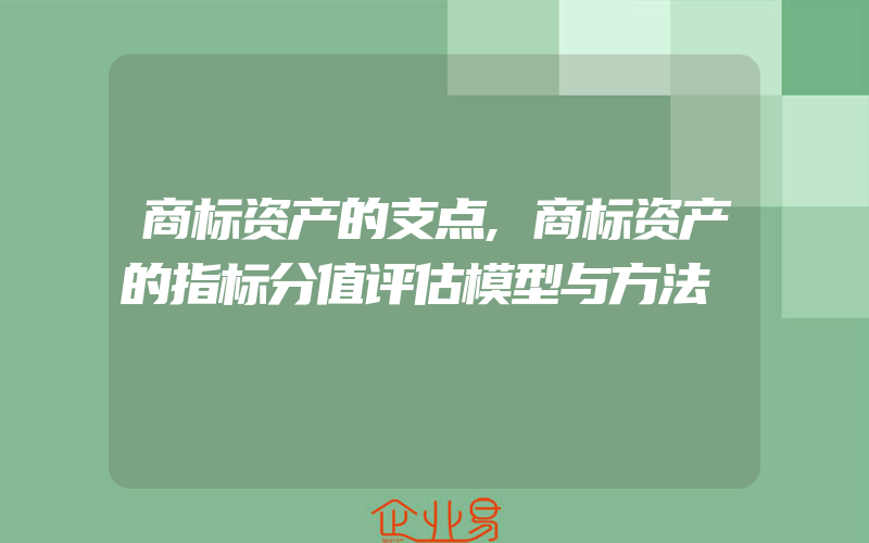 商标资产的支点,商标资产的指标分值评估模型与方法