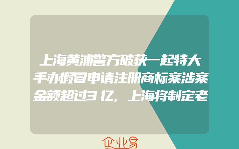 上海黄浦警方破获一起特大手办假冒申请注册商标案涉案金额超过3亿,上海将制定老字号商标保护名录(注册商标要注意什么)