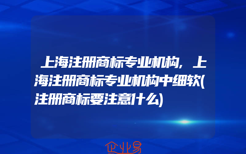 上海注册商标专业机构,上海注册商标专业机构中细软(注册商标要注意什么)