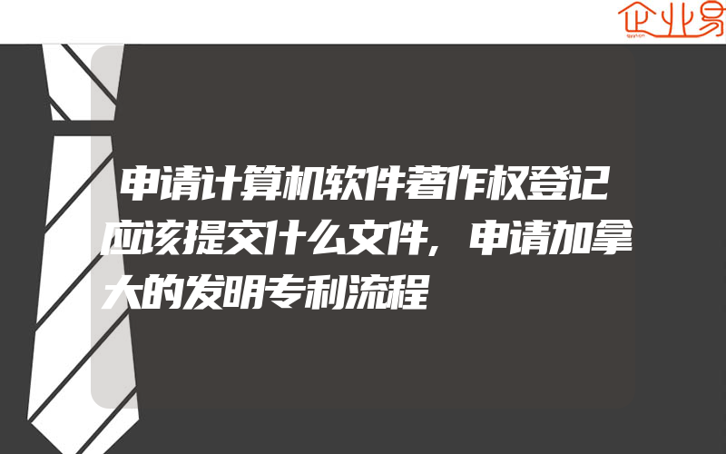 申请计算机软件著作权登记应该提交什么文件,申请加拿大的发明专利流程