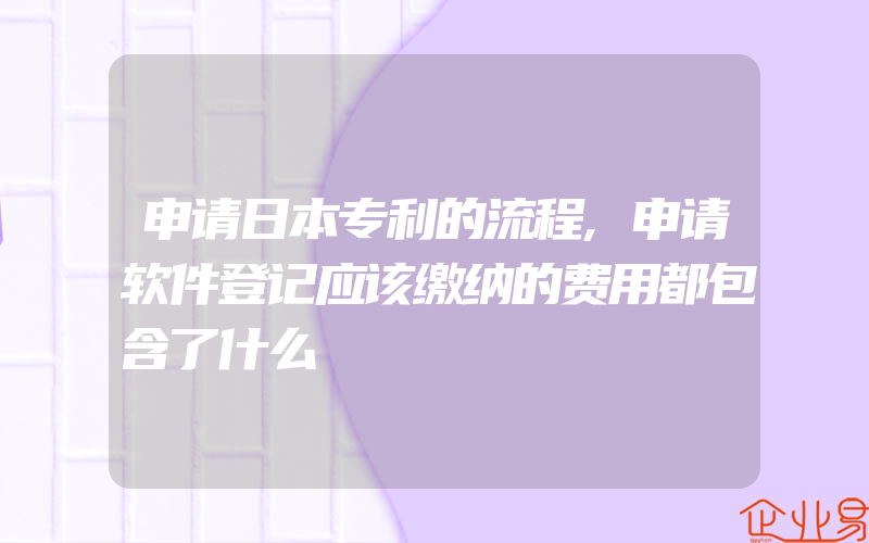 申请日本专利的流程,申请软件登记应该缴纳的费用都包含了什么