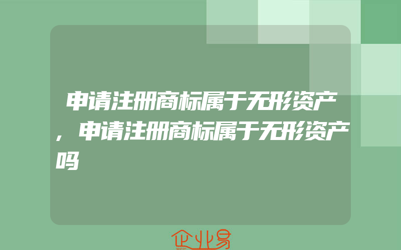 申请注册商标属于无形资产,申请注册商标属于无形资产吗