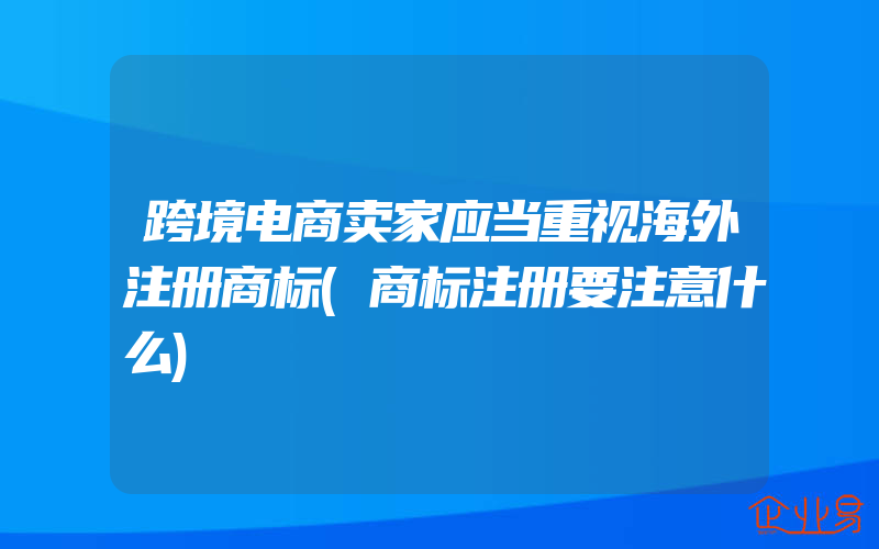 跨境电商卖家应当重视海外注册商标(商标注册要注意什么)