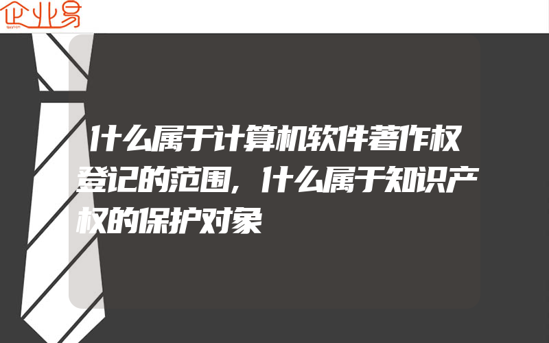 什么属于计算机软件著作权登记的范围,什么属于知识产权的保护对象