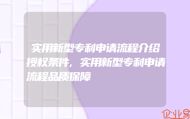 实用新型专利申请流程介绍授权条件,实用新型专利申请流程品质保障