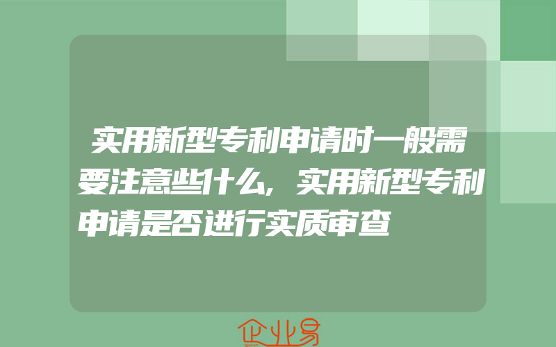 实用新型专利申请时一般需要注意些什么,实用新型专利申请是否进行实质审查