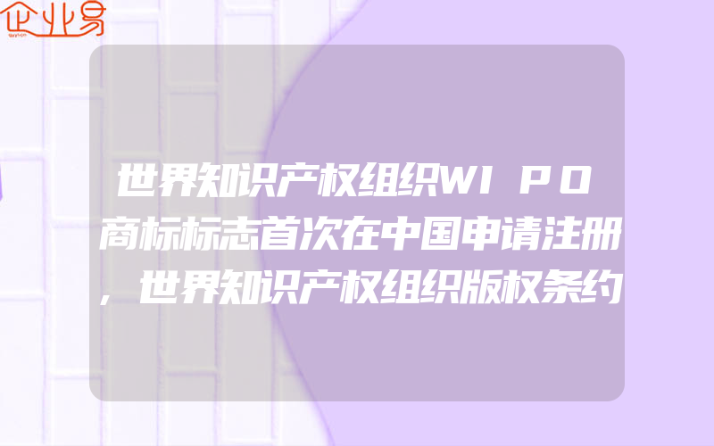 世界知识产权组织WIPO商标标志首次在中国申请注册,世界知识产权组织版权条约