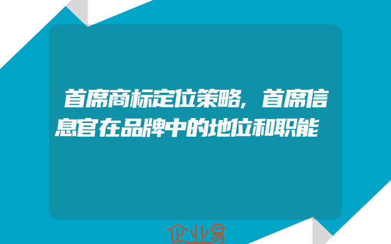 首席商标定位策略,首席信息官在品牌中的地位和职能