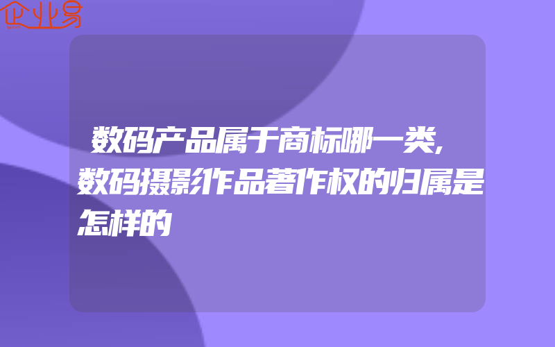 数码产品属于商标哪一类,数码摄影作品著作权的归属是怎样的