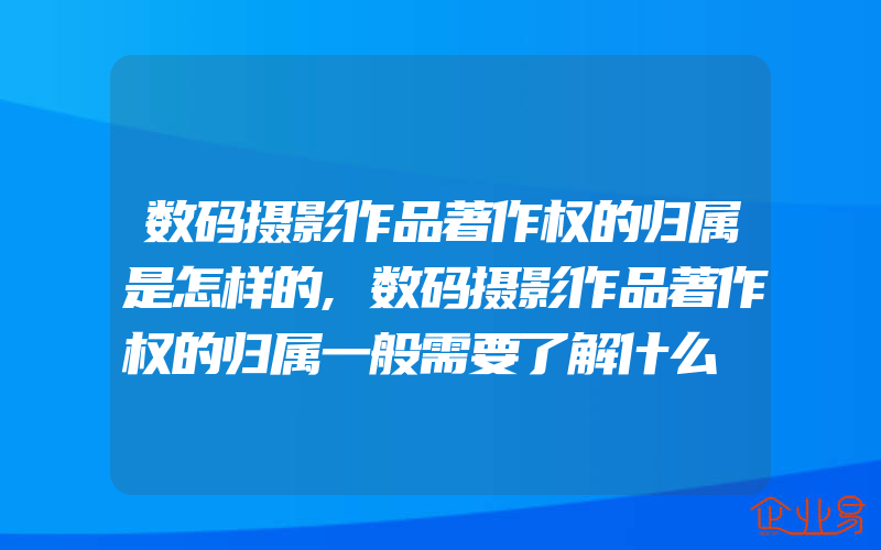 数码摄影作品著作权的归属是怎样的,数码摄影作品著作权的归属一般需要了解什么