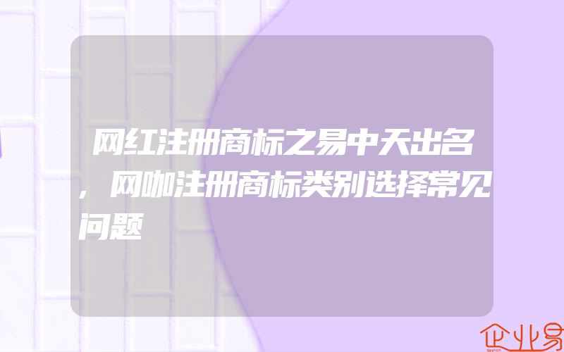 网红注册商标之易中天出名,网咖注册商标类别选择常见问题