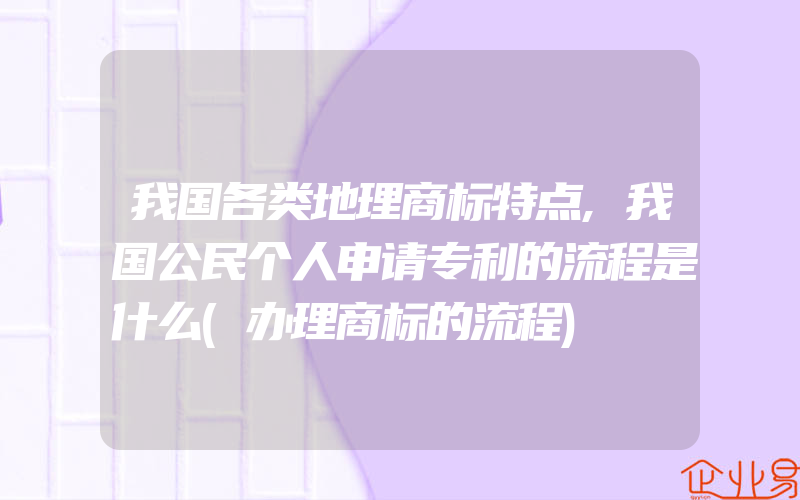 我国各类地理商标特点,我国公民个人申请专利的流程是什么(办理商标的流程)