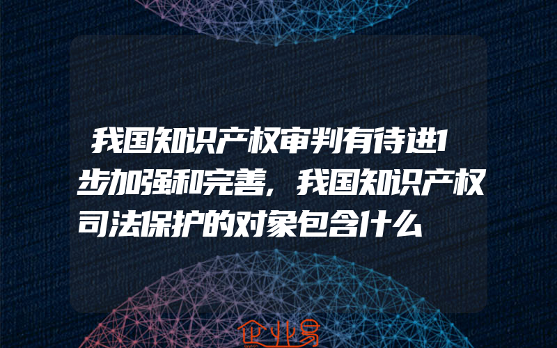 我国知识产权审判有待进1步加强和完善,我国知识产权司法保护的对象包含什么