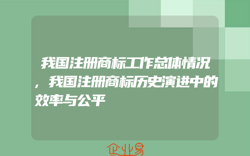 我国注册商标工作总体情况,我国注册商标历史演进中的效率与公平