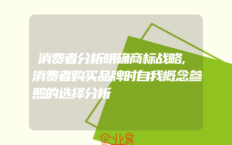 消费者分析明确商标战略,消费者购买品牌时自我概念参照的选择分析