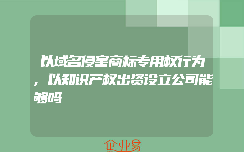 以域名侵害商标专用权行为,以知识产权出资设立公司能够吗