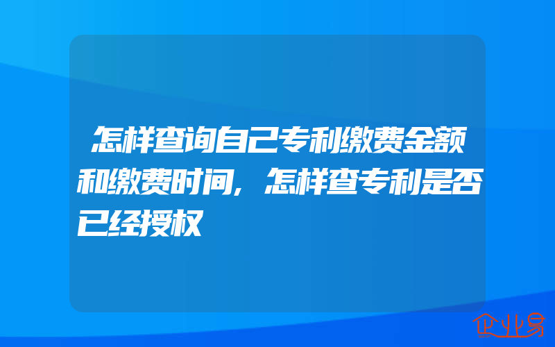 怎样查询自己专利缴费金额和缴费时间,怎样查专利是否已经授权