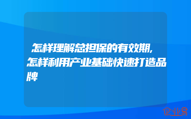 怎样理解总担保的有效期,怎样利用产业基础快速打造品牌