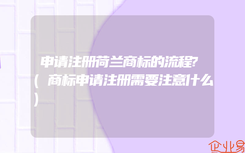 申请注册荷兰商标的流程?(商标申请注册需要注意什么)