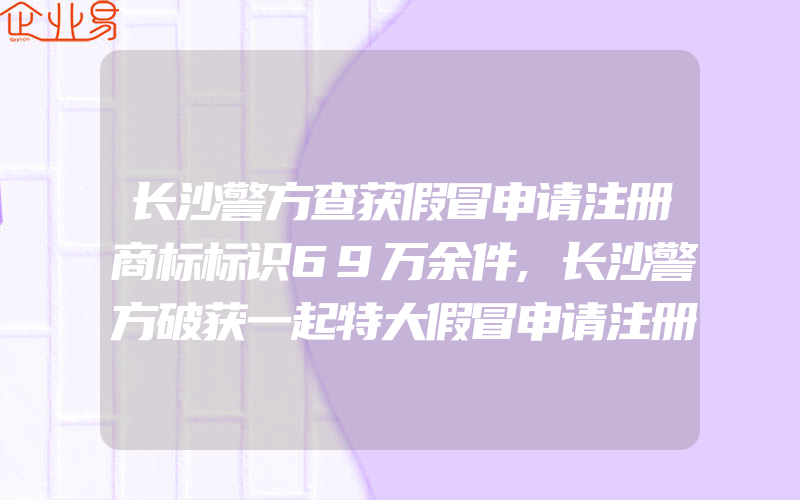 长沙警方查获假冒申请注册商标标识69万余件,长沙警方破获一起特大假冒申请注册商标案