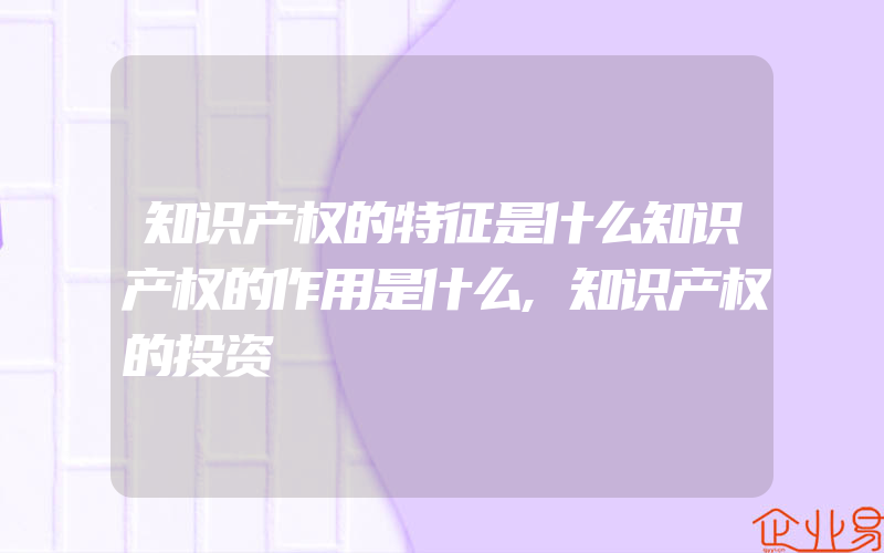 知识产权的特征是什么知识产权的作用是什么,知识产权的投资