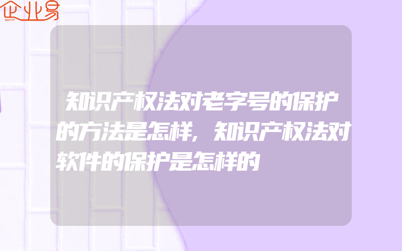 知识产权法对老字号的保护的方法是怎样,知识产权法对软件的保护是怎样的