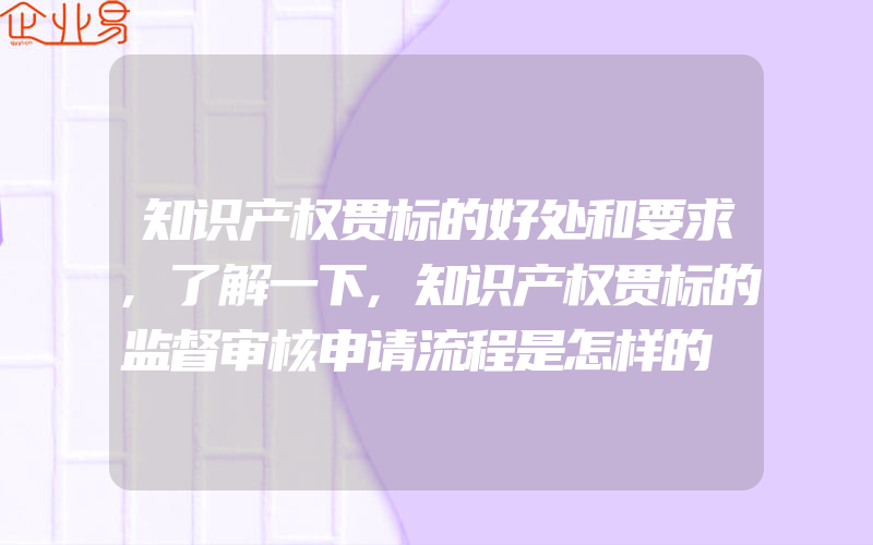 知识产权贯标的好处和要求,了解一下,知识产权贯标的监督审核申请流程是怎样的