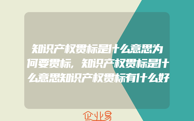 知识产权贯标是什么意思为何要贯标,知识产权贯标是什么意思知识产权贯标有什么好处