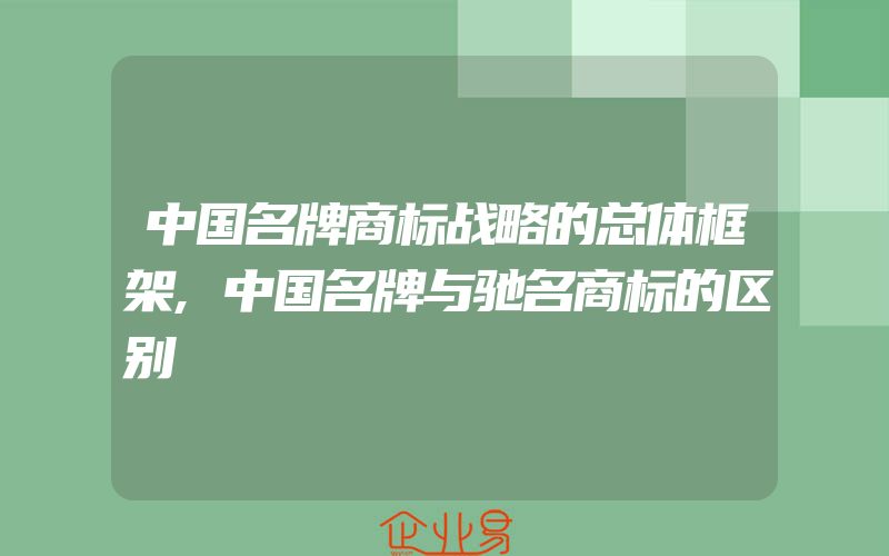 中国名牌商标战略的总体框架,中国名牌与驰名商标的区别