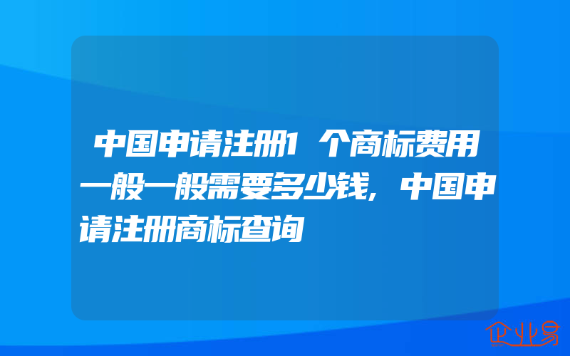 中国申请注册1个商标费用一般一般需要多少钱,中国申请注册商标查询