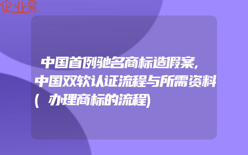 中国首例驰名商标造假案,中国双软认证流程与所需资料(办理商标的流程)