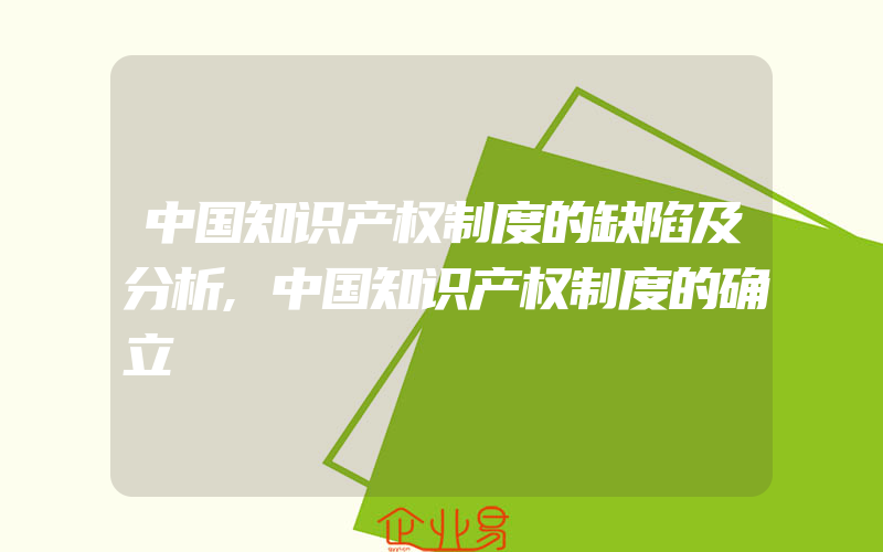 中国知识产权制度的缺陷及分析,中国知识产权制度的确立