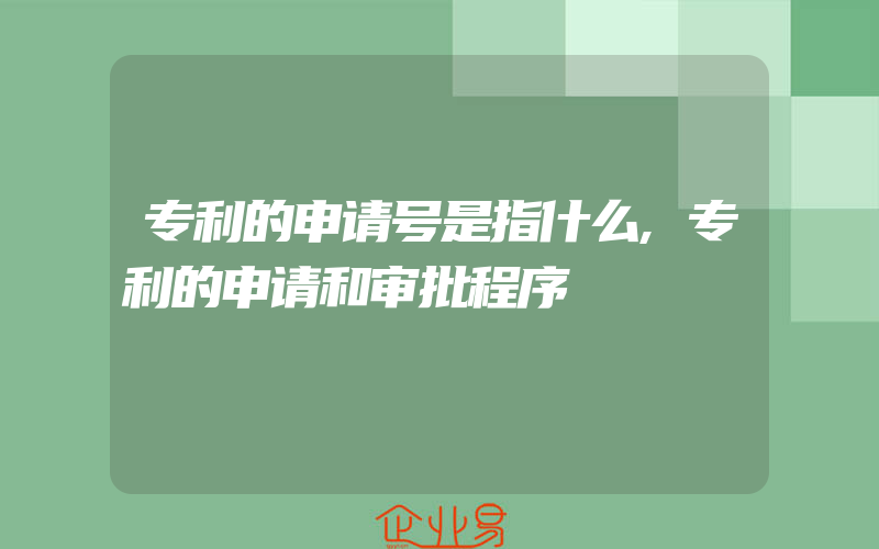 专利的申请号是指什么,专利的申请和审批程序