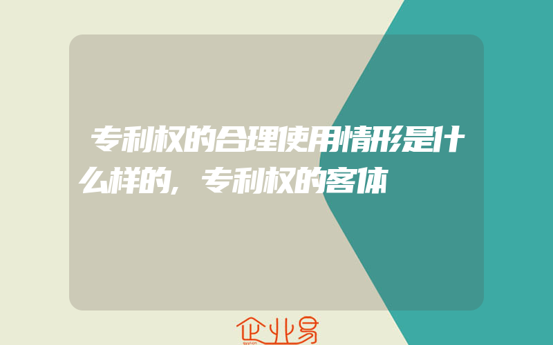 专利权的合理使用情形是什么样的,专利权的客体