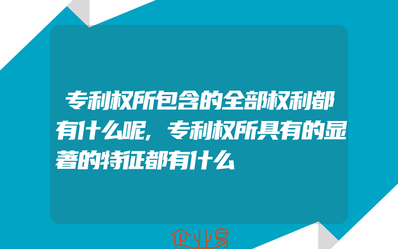 专利权所包含的全部权利都有什么呢,专利权所具有的显著的特征都有什么