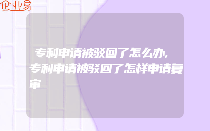 专利申请被驳回了怎么办,专利申请被驳回了怎样申请复审