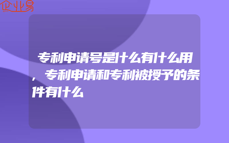 专利申请号是什么有什么用,专利申请和专利被授予的条件有什么