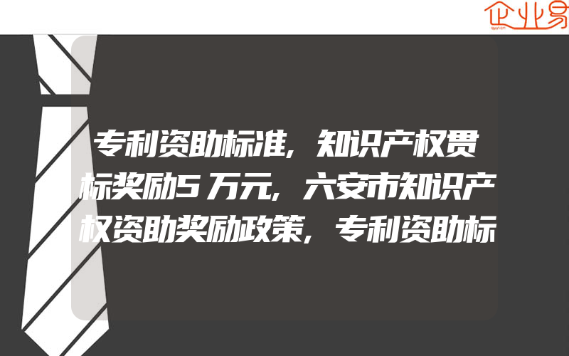 专利资助标准,知识产权贯标奖励5万元,六安市知识产权资助奖励政策,专利资助标准、知识产权贯标奖励5万元,安庆市宿松县知识产权资助奖励政策