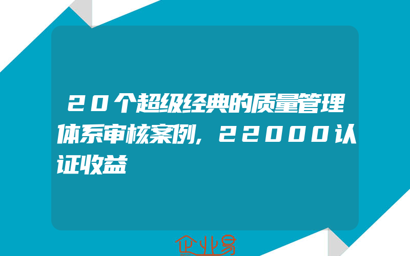 20个超级经典的质量管理体系审核案例,22000认证收益