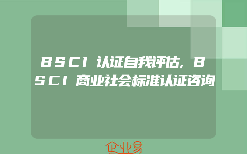 BSCI认证自我评估,BSCI商业社会标准认证咨询