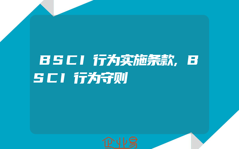 BSCI行为实施条款,BSCI行为守则