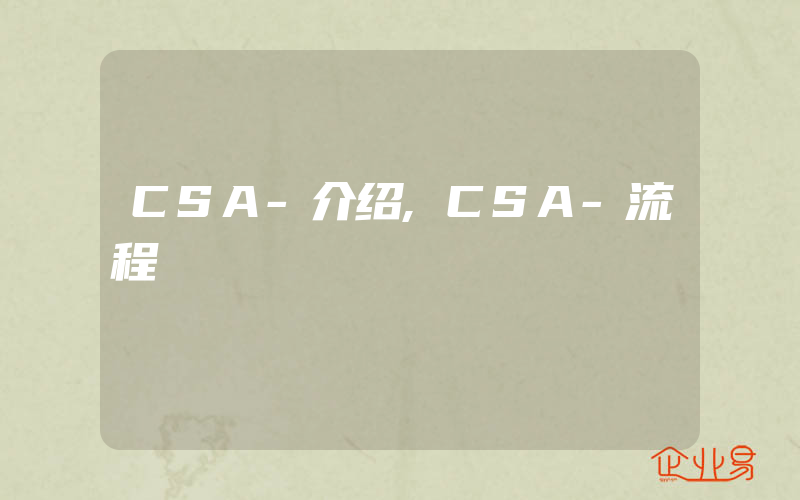 CSA-介绍,CSA-流程