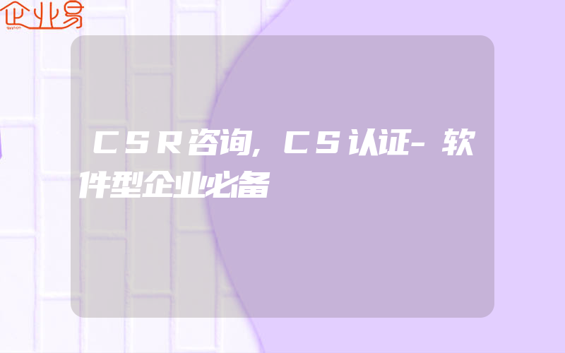 CSR咨询,CS认证-软件型企业必备