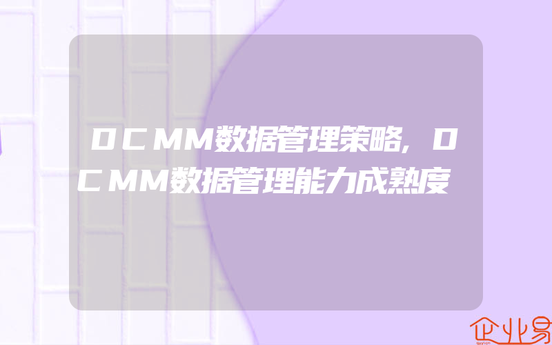 DCMM数据管理策略,DCMM数据管理能力成熟度