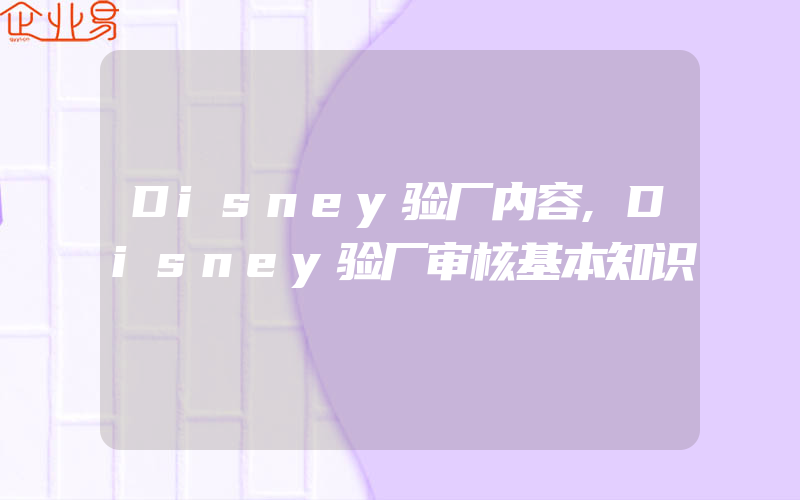 Disney验厂内容,Disney验厂审核基本知识