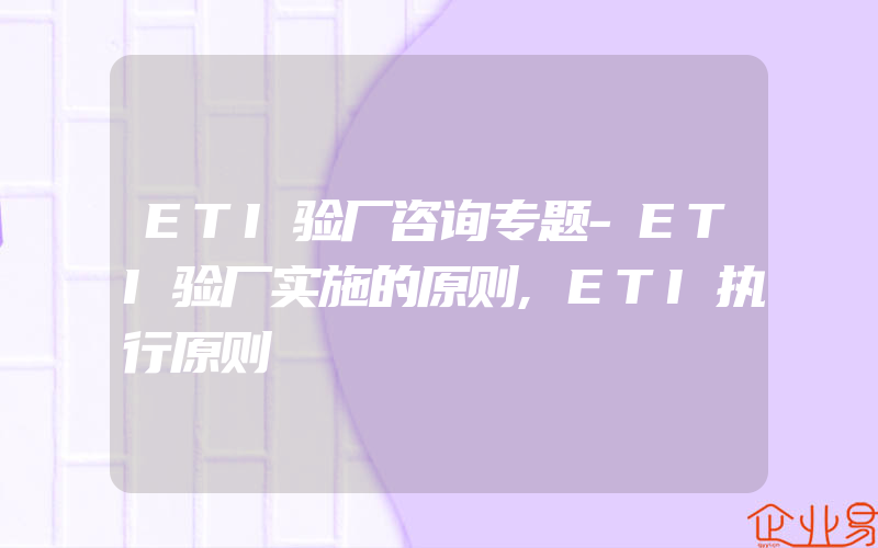 ETI验厂咨询专题-ETI验厂实施的原则,ETI执行原则