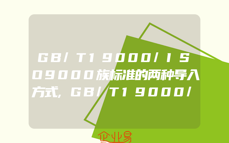 GB/T19000/ISO9000族标准的两种导入方式,GB/T19000/ISO9000族标准管理者导入方式