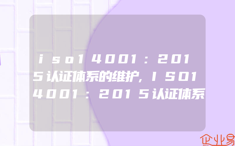 iso14001:2015认证体系的维护,ISO14001:2015认证体系的运行模式