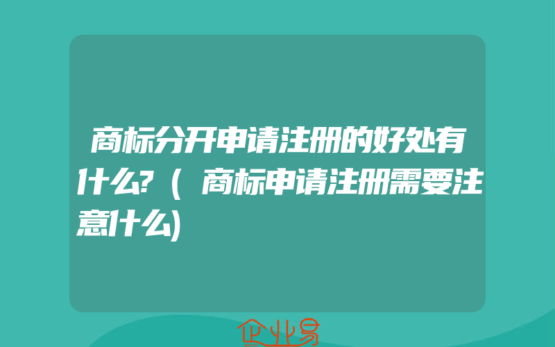 商标分开申请注册的好处有什么?(商标申请注册需要注意什么)